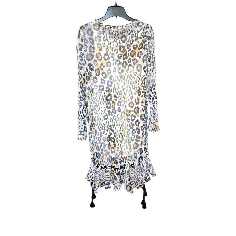 Chloe Resort Leopard Print Runway Ruffle Tassel Dress XS Mobwife Boho Aesthetic - Picture 5 of 16
